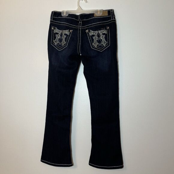 Seven 7‎ Boot Low rise Jeans Women's Sz 28 Y2K Dark Wash Denim Embellished Bling - Picture 3 of 6